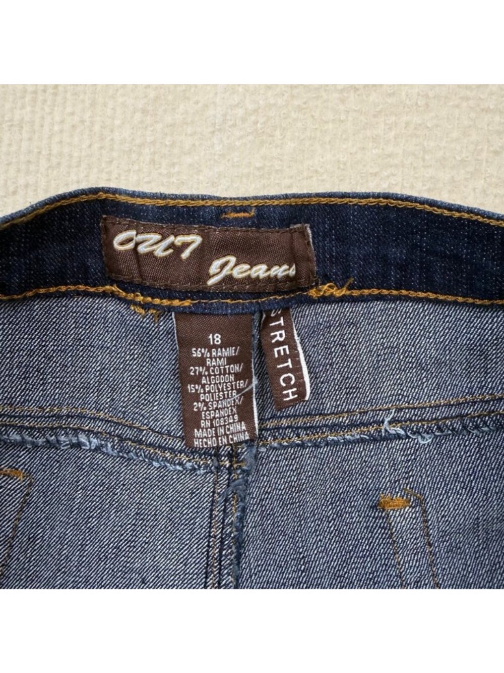 OUT Jeans Stretch Denim Bootcut Mid Rise Dark Wash Y2K Minimalist Womens 18 NWT - Picture 6 of 10